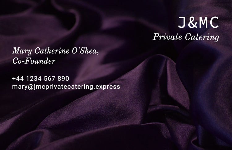 Purple Black & White Luxury Private Catering Business Card