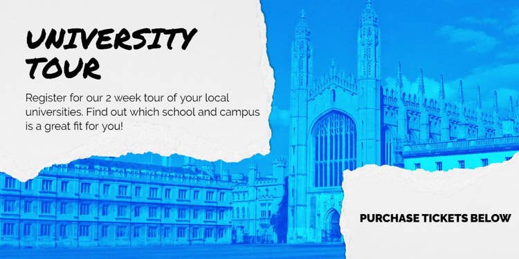 Blue & White University Tour Eventbrite Banner