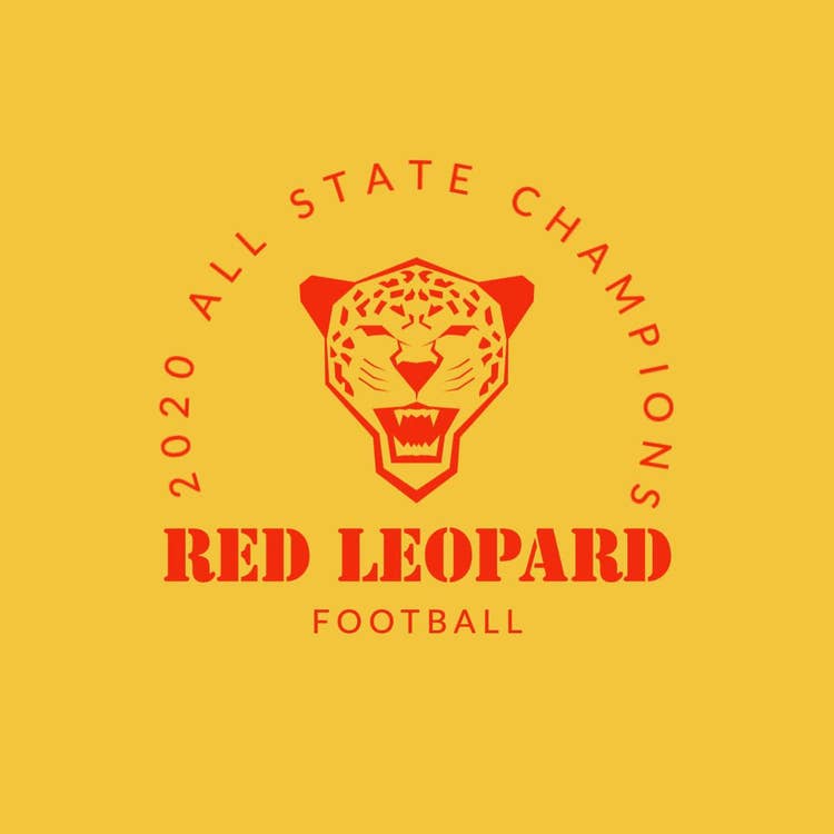 Red yellow red leopard football team logo