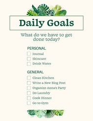 Green Tropical Daily Goal Checklist