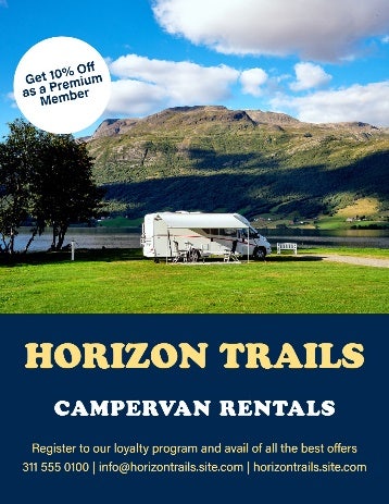 Blue Horizon Trails Campervan Rental Flyer