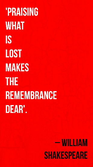 Red White & Black Shakespeare Remembrance Quote Instagram Story