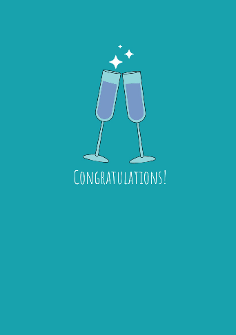 Turquoise and Purple Cheers Toast Engagement Greeting Card