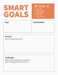 Orange and White Smart Goals Worksheet
