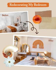 Beige White Orange & Brown Bedroom Redecoration Instagram Portrait Post