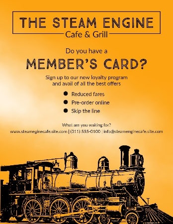 Yellow & Black Steam Engine Cafe Business Flyer