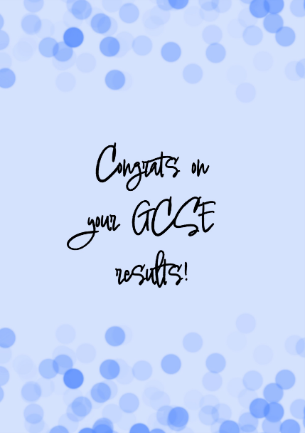Blue & Black Simple Dot Pattern GCSE Results Congratulations A5 Greeting Card