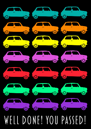 Multi-Coloured Bright Cars Driving-Test Repeat A5 Greeting Card