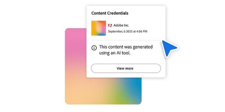 content credentials message popup