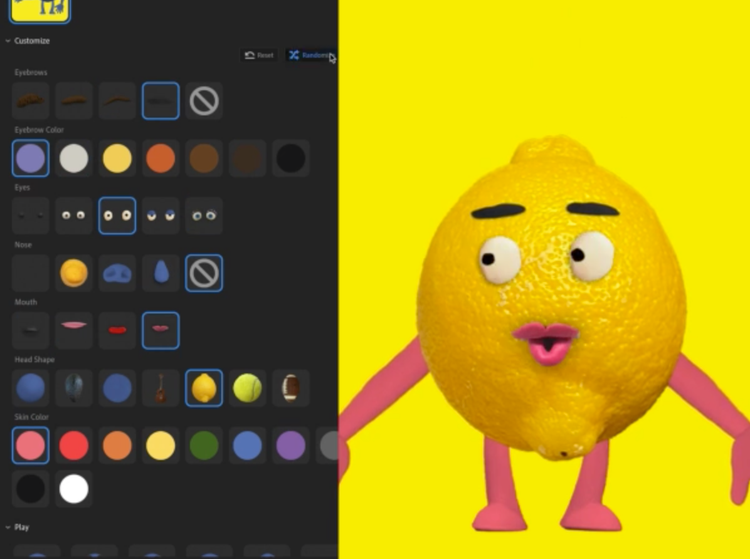 https://main--cc--adobecom.hlx.page/cc-shared/assets/video/product/character-animator/media_1268088d2dfde7bdacae46bf607aebf7963b3eca7.mp4#_autoplay1#hoverplay | Puppet Maker being used to customise an animated lemon.
