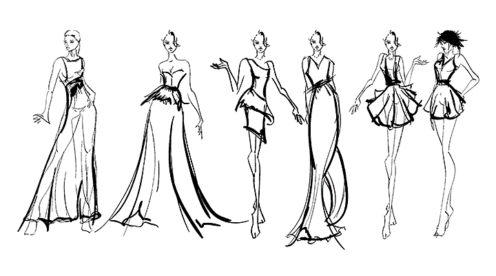 Illustration of various outfit designs