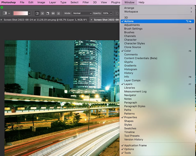 Step 2: Use actions to record the steps for Photoshop to automate