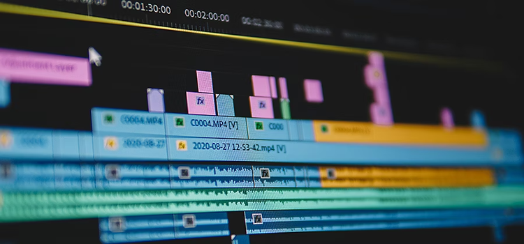 Video and audio files being mixed on a timeline in Adobe Premiere Pro