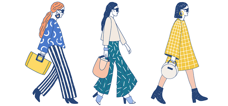 Illustrations of multiple fashion designs