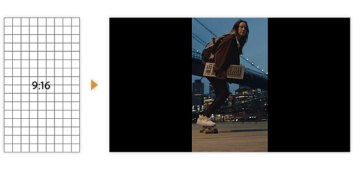 Grid and image examples of a vertical 9.16 aspect ratio.